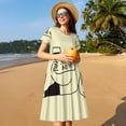 thumbnail image 4 of Picia just you and me Pattern Women's Short Sleeve Summer Dress Pleated Loose Swing Knee Length Short Sleeve Swing Dresses, 4 of 6