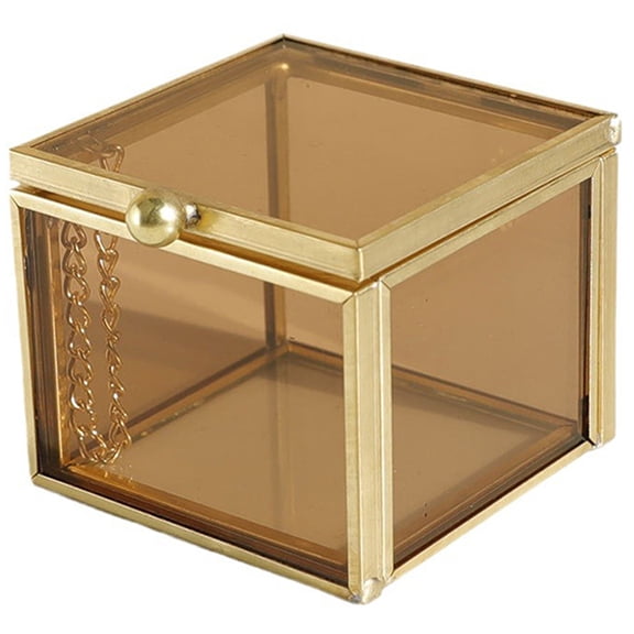 WSTEER Vintage Glass Jewelry Box Organizer Display Case Keepsake Storage Decorative Home Accessory