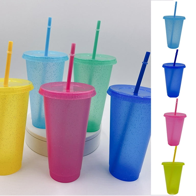 Cute Bottle Drinking Cup with Straws & Lid, Clear Drinking Bottle
