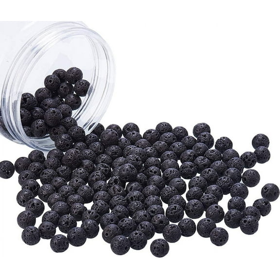 150-160 Pcs 1 Box 8mm Natural Black Lava Gemstone Round Loose Beads