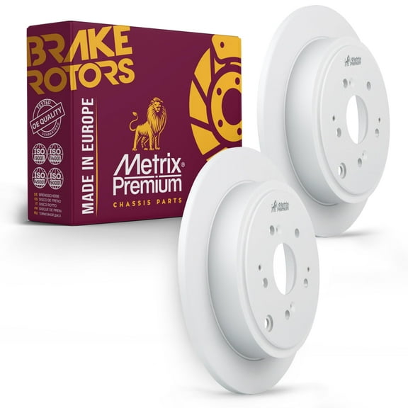 Metrix Premium Chassis Parts - 12.34 inch (313.5mm) 2 PC Rear Coated Solid Disc Brake Rotor Fits 2001-2006 Acura MDX, 2003-2008 Honda Pilot, Replacement 980032FZN, Made in Europe