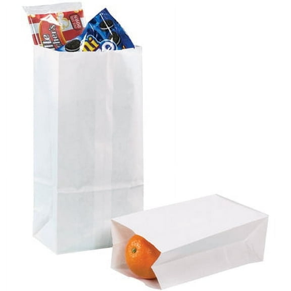 5 x 3 1/4 x 9 3/4" White Grocery Bags - 500 Per Case