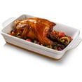 thumbnail image 1 of Casserole Dish, 8.5x14.5 Inches Ceramic Baking Dish, Large Lasagna Pan Deep for Oven, 3 Quarts Baking Pan with Handles, Oven Dishwasher Use Safe, Rectangular Bakeware for Roasting, Ceram White & Khaki, 1 of 7