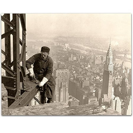 Lone Star Art Empire State Building New York Daredevil Worker - 11x14 Unframed Print - Great Vintage Home