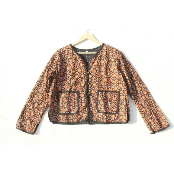 Women's Indian Kantha Cotton Jacket Bohemian Style Vintage Upper Wear Hippie Patchwork Coat For Everyday Wear