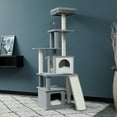 thumbnail image 3 of [US IN STOCK] 51 Inches Cat Tree Wooden Cat Tower Featuring 2 Super Large Condo, Fully Scratching Posts, and Removable Soft Perches for Indoor Cats and Kittens, 3 of 8