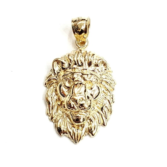 14k yellow solid Gold lion Leo head face zodiac Pendant charm fine jewelry 4.7g