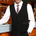 thumbnail image 6 of HISDERN Black Suit Vest for Men Classic Slim Fit V-Neck Waistcoat Formal Dress Vest for Weddings, 6 of 10