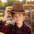 thumbnail image 4 of Kids Western Hats Boys Girls Cowboy Leather Buckle Felt Cowgirl Hat Cowboy Red Bandanas,One Size, 4 of 5