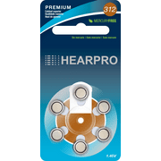 HEARPRO Size 312 Long-Lasting Hearing Aid Batteries 60 Pack - Mercury-Free - Zinc Air Technology - Made in USA - Plus Keychain Battery Case