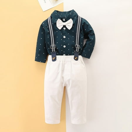 

NIUREDLTD Toddler Kids Boy Clothes Baby Boy Clothes Baby Shirt Tops Suspender Pants Set Gentleman Outfit