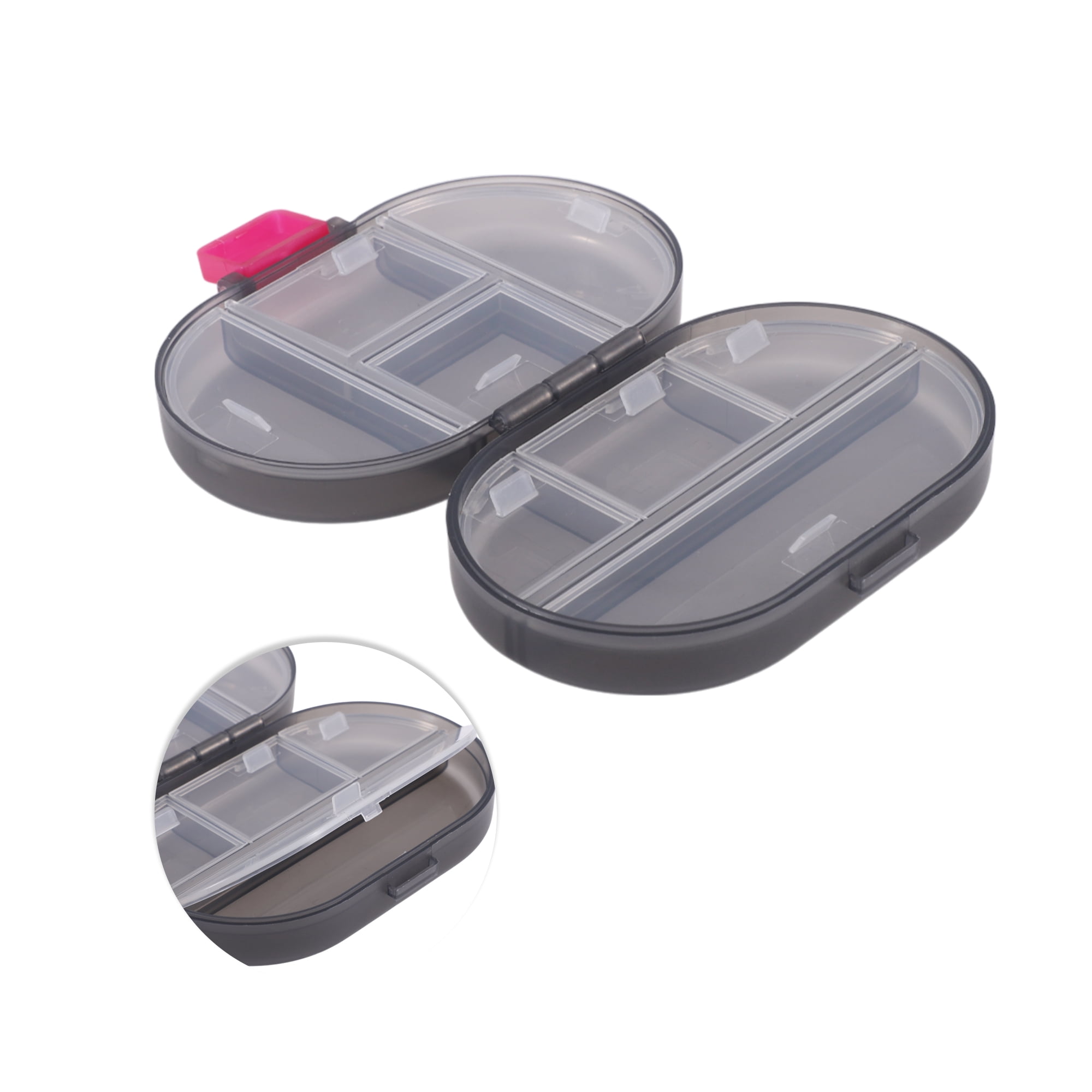 Unique Bargains Lightweight 8 Grids Flip Up Double Layer Pill Case Clear Gray