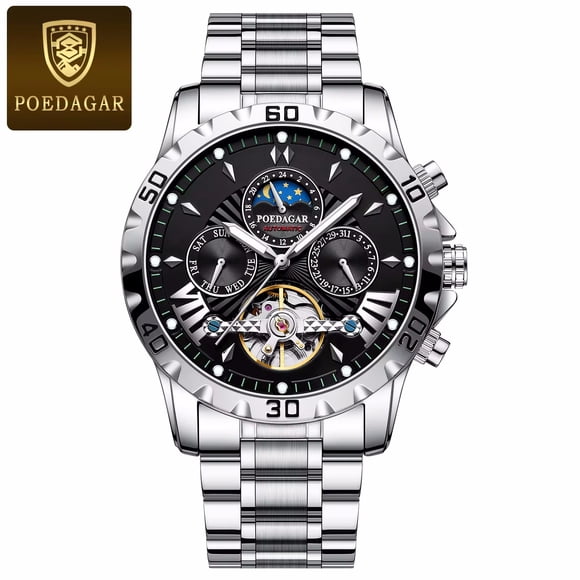 POEDAGAR Montre de Sport de Luxe pour Homme Étanche Lumineuse Date Quartz Montre pour Homme Cadeau de la Fête des Pères Cadeau de Festival