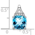 thumbnail image 3 of 14K White Gold Cushion Blue Topaz And Diamond Pendant (Width 8.2) (Length 14.5) - Jbsp, 3 of 5