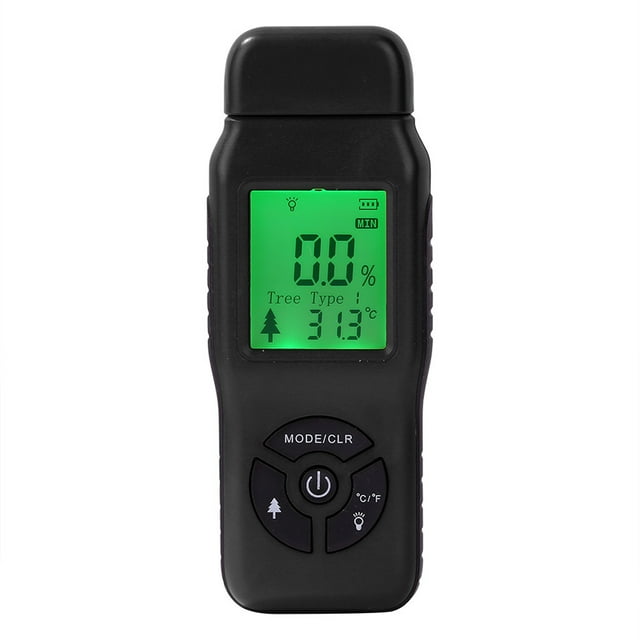 Amdohai Digital Wood Moisture Meter LCD Display with Backlight Timber Humidity Tester Moisture Content Temperature Detector Wood Types Selectable
