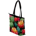 thumbnail image 3 of Cactus Canvas Leather Mix Tote Bag with Twill, Sponge, Jeanette Material - 30x10.5x39cm/11.8x4.1x15.4in Size, 3 of 5