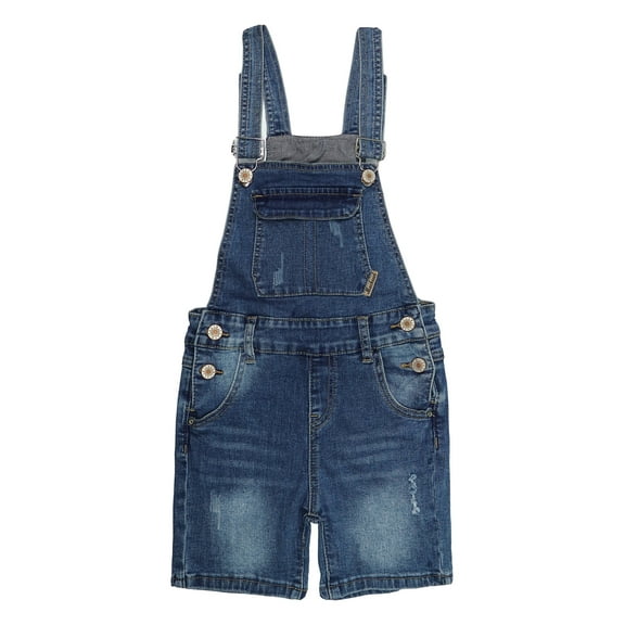 KIDSCOOL SPACE Girls Shorts,Little Girls Stretchy Denim Ripped Summer Shortalls,Deep Blue,8-9 Years