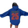 thumbnail image 4 of Women's Christmas Letter Hooded Sweatshirt, Merry and Bright Design, Comfortable Long Sleeve Pullover for Women, Festive Holiday Wear,Royal Blue,L, 4 of 4