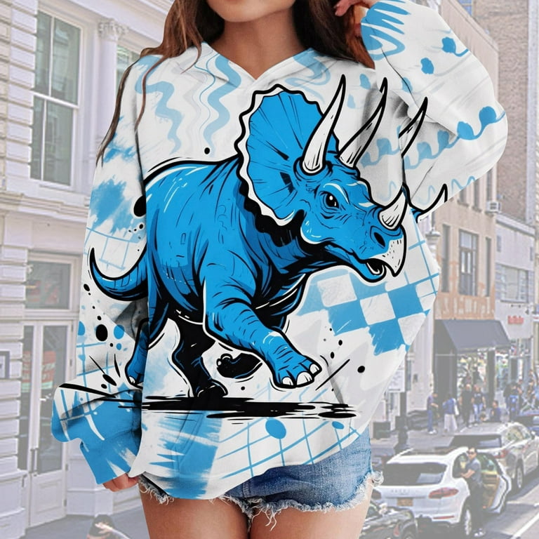 Kiijoy Big Boys Hoodie Dinosaur Tie Dyed Pullover Hooded