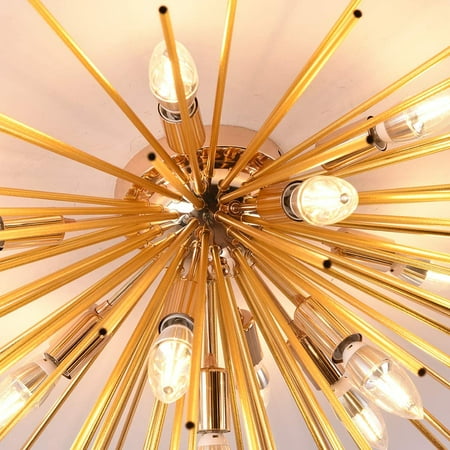 Sputnik Chandelier Light Fixtures Mid Century Gold With 12 Lights Semi Flush Mount Ceiling For Bedroom Living Dining Room E12 Dia 29 5 Inch Canada Sputnik Chandelier Light Fixtures Mid, Gold Sputnik Chandelier Flush Mount