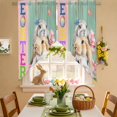 thumbnail image 2 of Easter Bunny Swag Valance Curtains Rabbit Tulip Grass Sage Green Wood Grain Rod Pocket Swag Curtains Small Window Treatments for Kitchen Bathroom Bedroom 36" W x 36" L, 2 Panels, 2 of 9