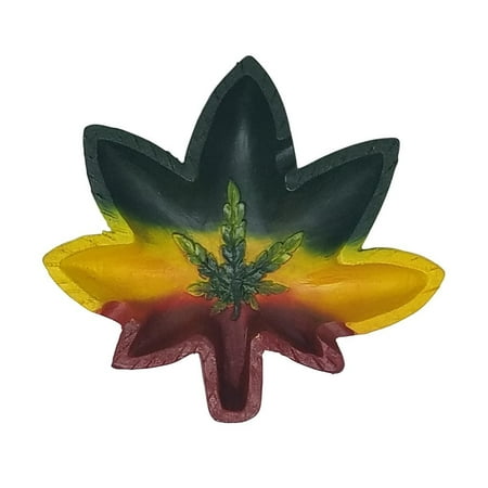 PolyPlus Rasta Pot Weed Leaf Shape Green, Yellow, and Red Pot Cigarette Ashtray for Outdoors and Indoors Use - Modern Home Decor Tabletop Ash tray for Smokers - Nice Gift for Men and (Best Ashtray For Weed)