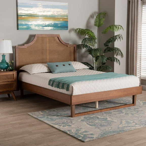 Baxton Studio Francine Mid-Century Platform Bed, King, Walnut Brown