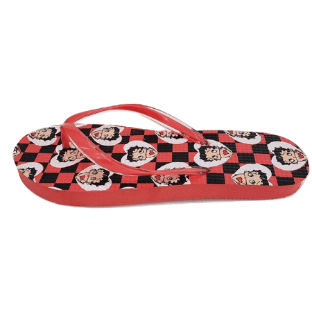 

Betty Boop Adult Women Flip Flop Sandal Thong Slide Wedge (Size 8 Red Check Rubber)