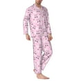 thumbnail image 2 of Honeii Rabbit Face Pattern Mens Pajamas Set,2pcs Men's Lounge Long Sleeve Sleep Shirt and Pajama Bottoms Sleepwear Set,Mens Pjs Sets-Large, 2 of 7
