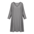 thumbnail image 4 of Bixock Casual Dresses for Women V Neck Mid Sleeved Pleated Cotton Linen High Waist A Line Summer Dresses for Women Beach Vacation Midi Dresses, 4 of 6