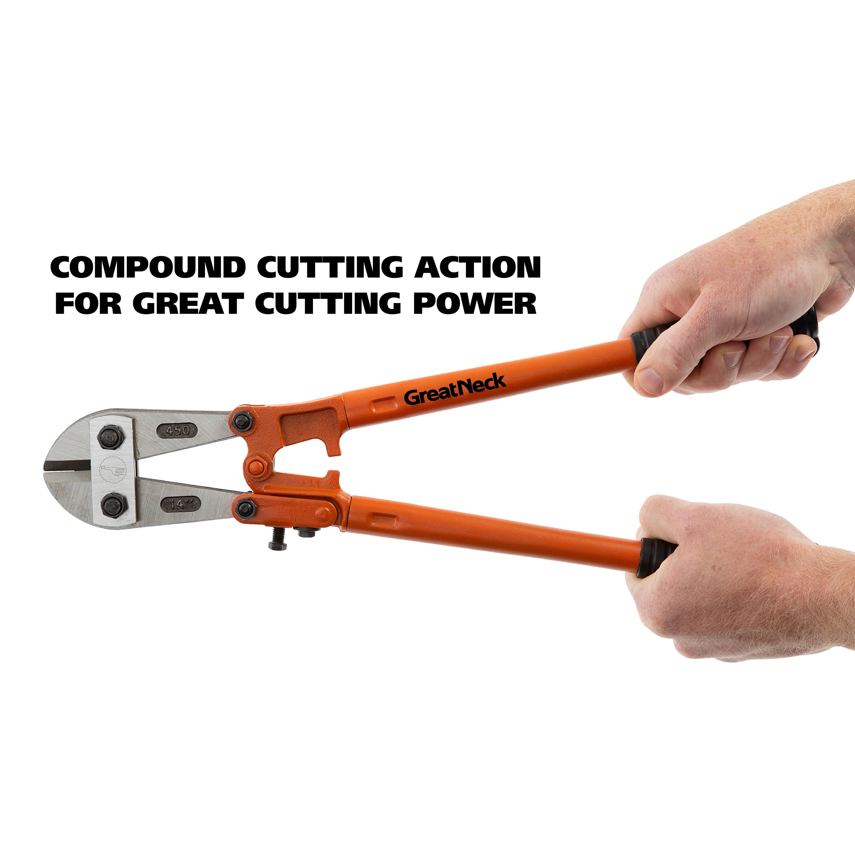 GreatNeck Steel Bolt Cutters, Orange, 14 inch