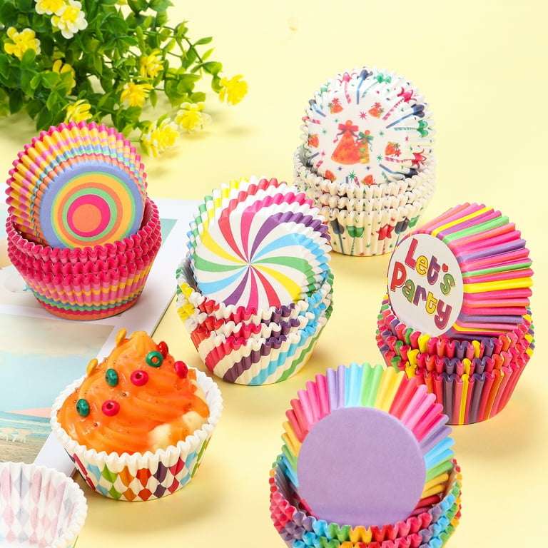  Cupcake Liners, Disposable Paper Baking Cups Rainbow Cupcake  Wrappers Nonstick Muffin Cases Molds, 6 Styles Cupcake Liners for Cake  Balls, Muffins, Cupcakes and Candies, 600 Pack (Colorful): Home & Kitchen