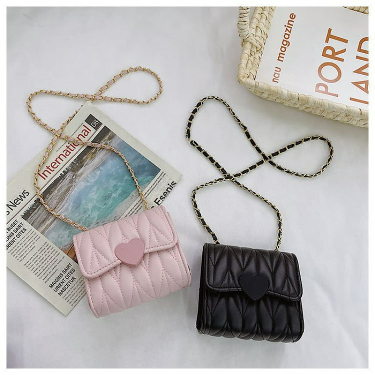 Fashion Heart Baby Girls Small Shoulder Bags Kids Coin Purse Accessories  Handbags Lovely Children Mini Square Messenger Bag