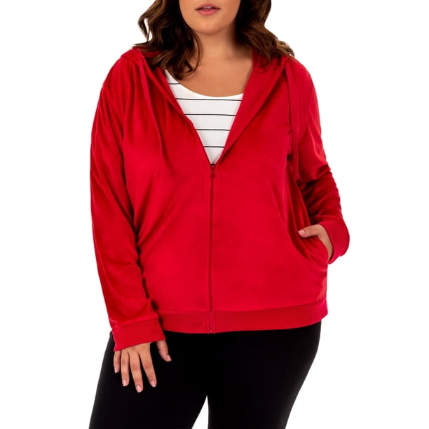 Athletic Works Women's Plus Size Velour Hoodie Jacket