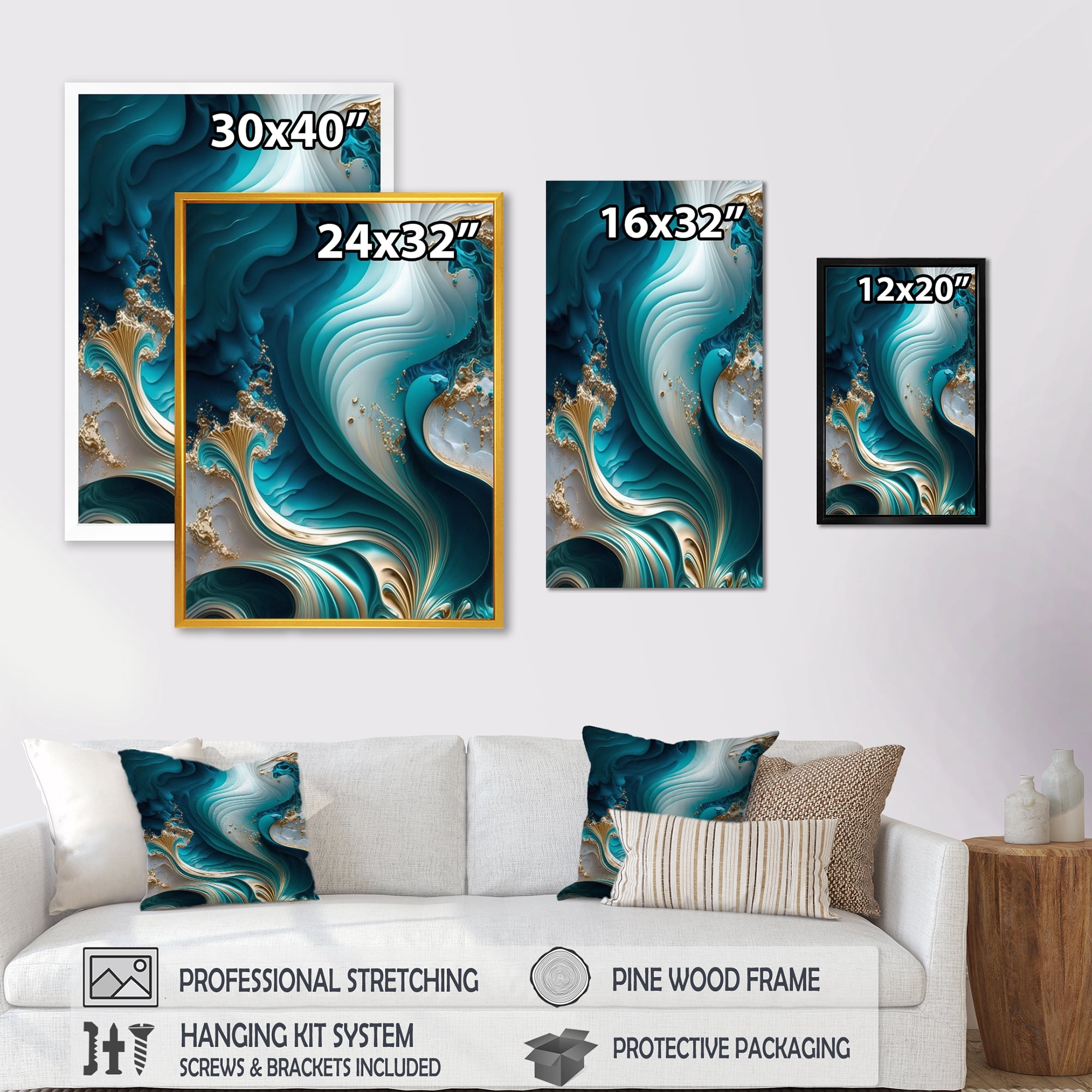 Designart Abstract Geode Turquoise III Canvas Wall Art