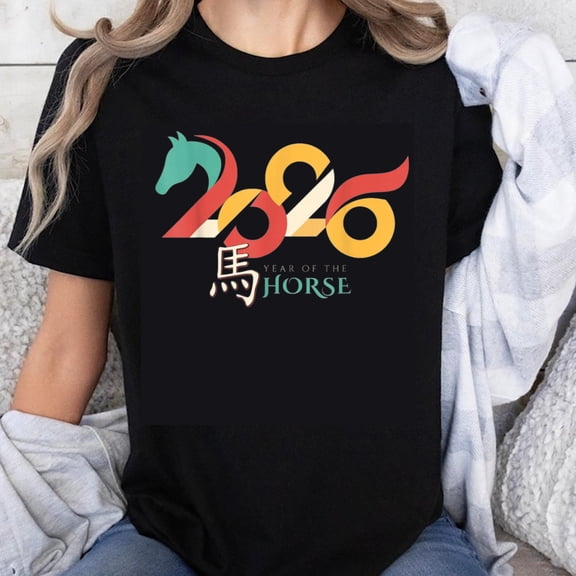 100% Cotton 2026 Year Of The Horse Chinese Zodiac Animal Birthday Gift For Women Men Unisex T-Shirt