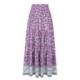 thumbnail image 3 of Junboys Women's Boho Tiered Maxi Skirt - High Waist Flowy Long Skirts for Women, Solid Color Summer Skirt for Beach & Daily,Purple M, 3 of 9