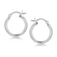 thumbnail image 1 of Polished Sterling Silver and Rhodium Plated Hoop Earrings (15mm), 1 of 2
