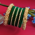thumbnail image 2 of Efulgenz Indian Bangle Set Faux Pearl Bracelet Green Bangle Velvet Bangles Wedding Bridal Jewelry for Women (17 Pcs) Size-2.8, 2 of 6