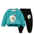thumbnail image 2 of Hicidod Toddler Tracksuit Set Cute Bear Printed Fleece Lined Sweatsuit Sets Long Sleeve Pullover Sweatshirt Pants 2pcs Outfits, 2 of 3