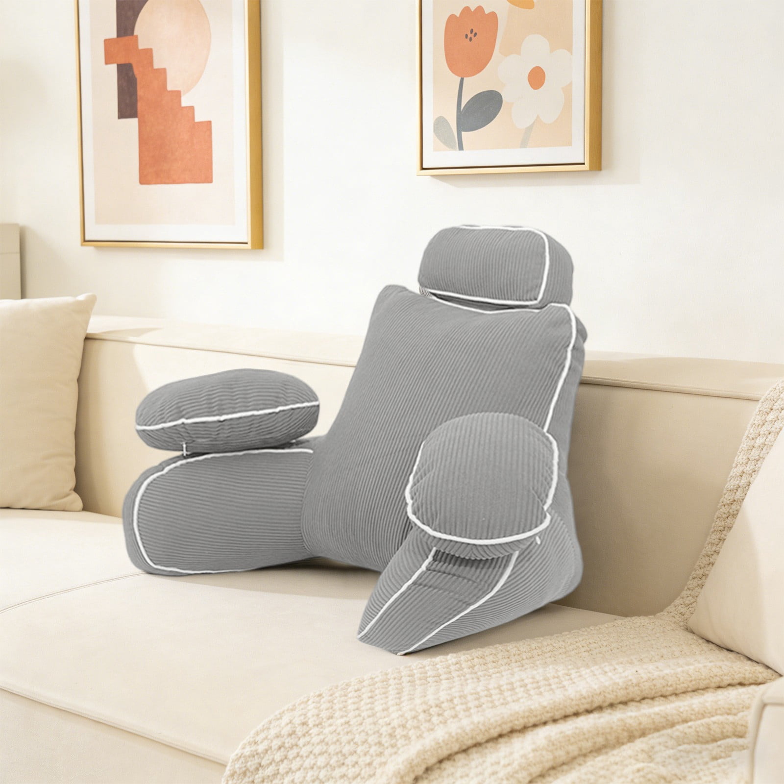 Oversized Bed Head Rest Cushion, Plush Upholstered Ergonomic Compressed Design, Full Body Back Support Pillow for bedroom, dormitory, sofa leisure and daily sitting comfort