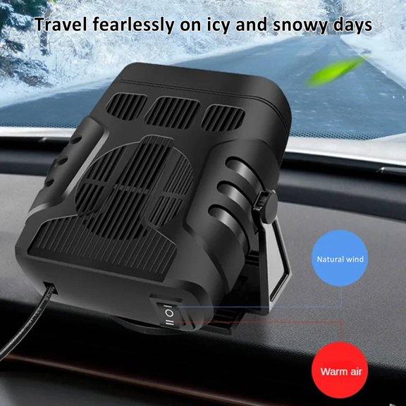 Mulcort Car Heater, 200W 24V Heater Fan That Plugs Into Cigarette Lighter, 360 Degree Rotating Base, Quick Heating Defrost And Defogging