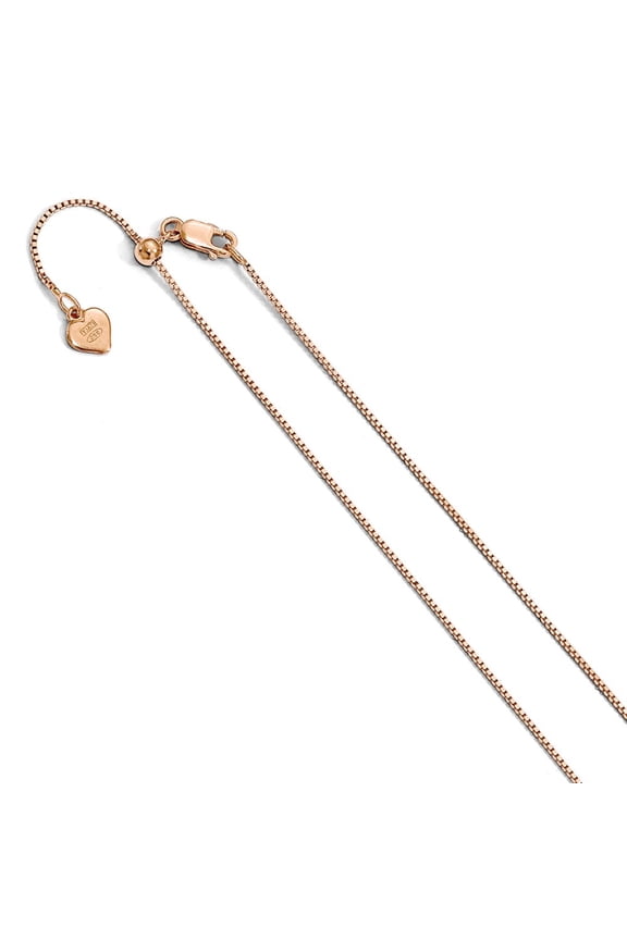 Leslie's 925 Sterling Silver Rose Gold-plated Adjustable .85mm Box Chain; 22 inch; for Adults and Teens; for Women and Men