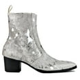 thumbnail image 2 of OSSTONE Dress Boots Chelsea Pony Hair Leopard Boots for Men Zipper-up Leather Casual Heel Shoes JY012-B-Silver-11.5 Silver, 2 of 6