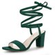 thumbnail image 1 of Sandalias de tacón Grueso con Cordón Arriba Allegra K Verde 36, 1 of 7