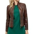 thumbnail image 2 of Women Brown leather jacket Casual stylish gift for her Desighner jacket W106, 2 of 4