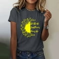 thumbnail image 2 of WTXUE T-Shirts à Manches Courtes, Col Rond, Graphiques, Femmes, T-Shirt d'Été Tournesol, Ample, Blo, Coton Floral, Chemises pour Femmes Décontracté, Plus, Gris Foncé/tournesol L, 2 of 6