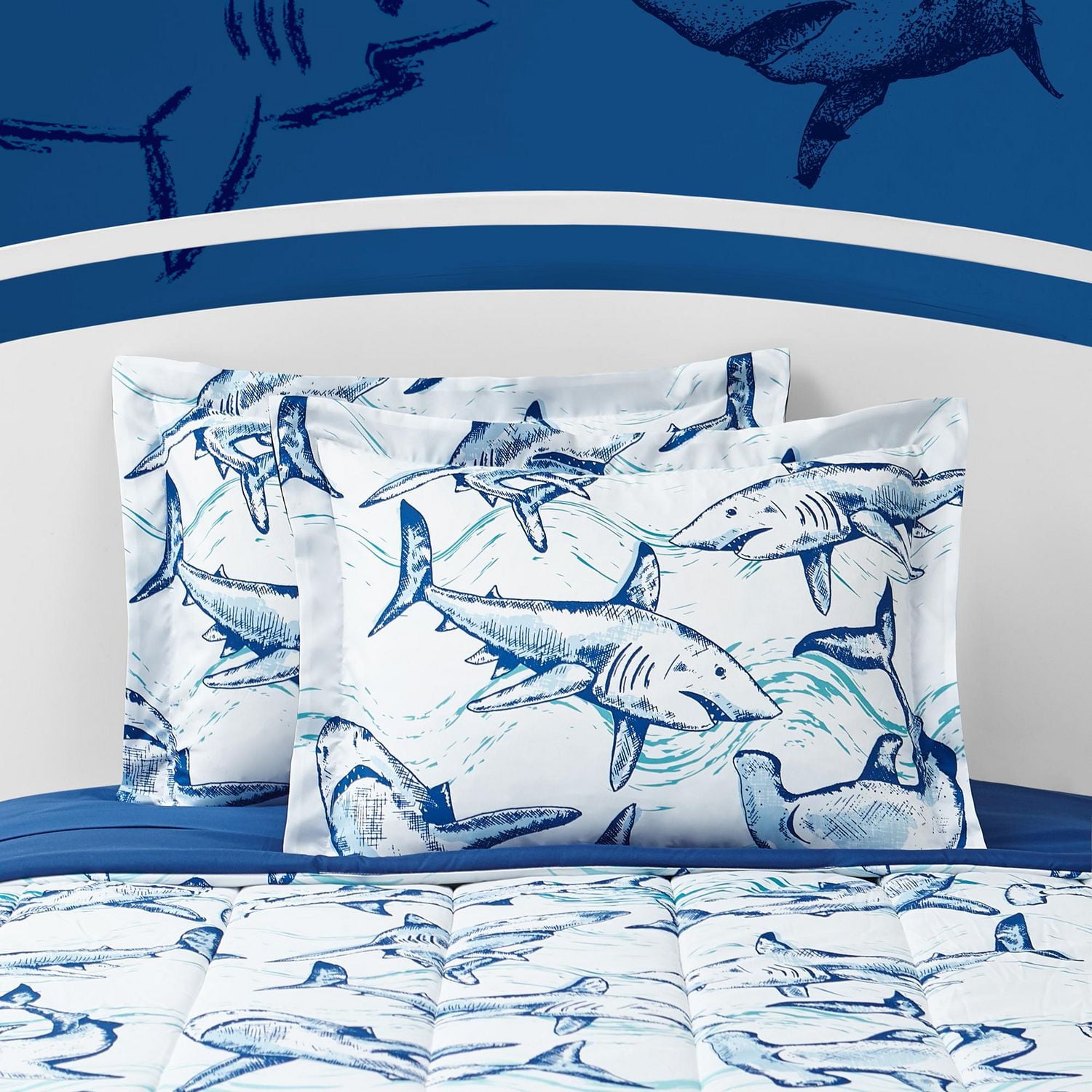 Your Zone Blue Shark Bedding Set for Kids