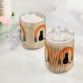 thumbnail image 2 of Yayeee 4 Pack Qtip Holder Bathroom Cotton Swab Canister with Lid Clear Dispenser Set, Beige Cat Rainbow, 2 of 6
