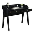 thumbnail image 4 of Pemberly Row Deluxe Two-Drawer Desk with Shelf in Black Wood Finish, 4 of 7